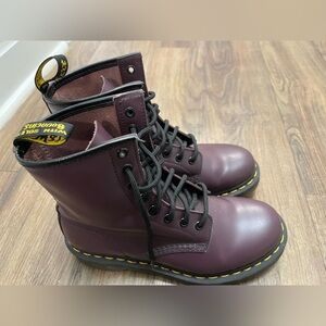 Doc Martens Smooth Leather Lace Up Boots Women’s Purple Color